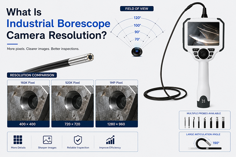Industrial Borescope Camera Resolution: 160K, 520K, 1MP vs. 2MP
